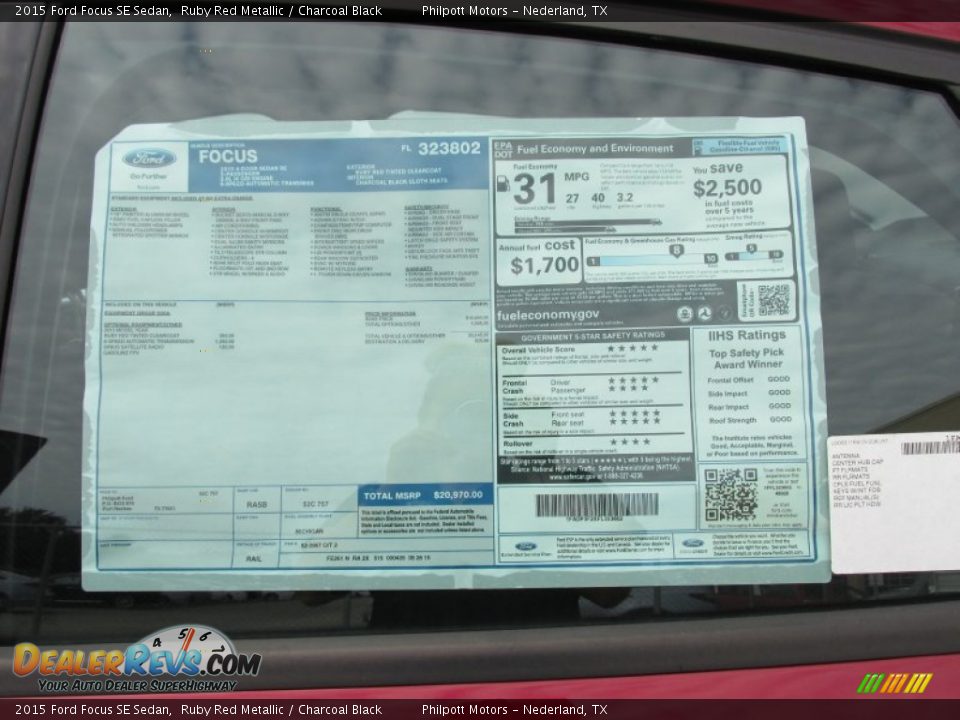 2015 Ford Focus SE Sedan Ruby Red Metallic / Charcoal Black Photo #31