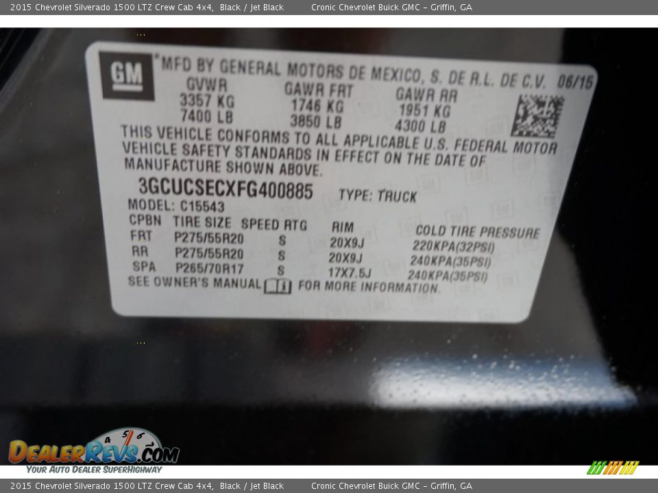 2015 Chevrolet Silverado 1500 LTZ Crew Cab 4x4 Black / Jet Black Photo #16