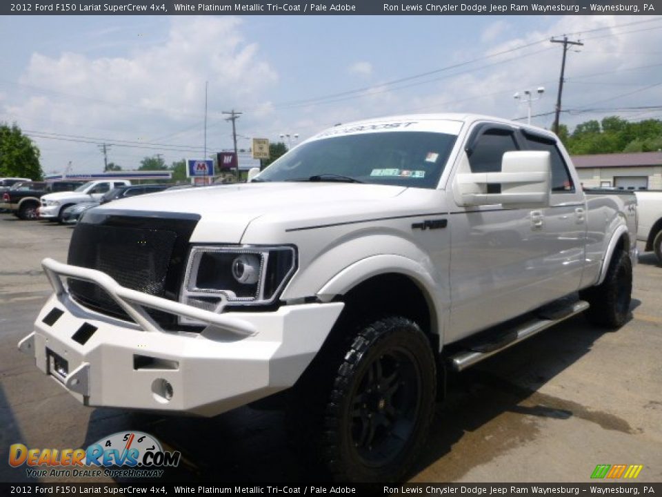 2012 Ford F150 Lariat SuperCrew 4x4 White Platinum Metallic Tri-Coat / Pale Adobe Photo #1
