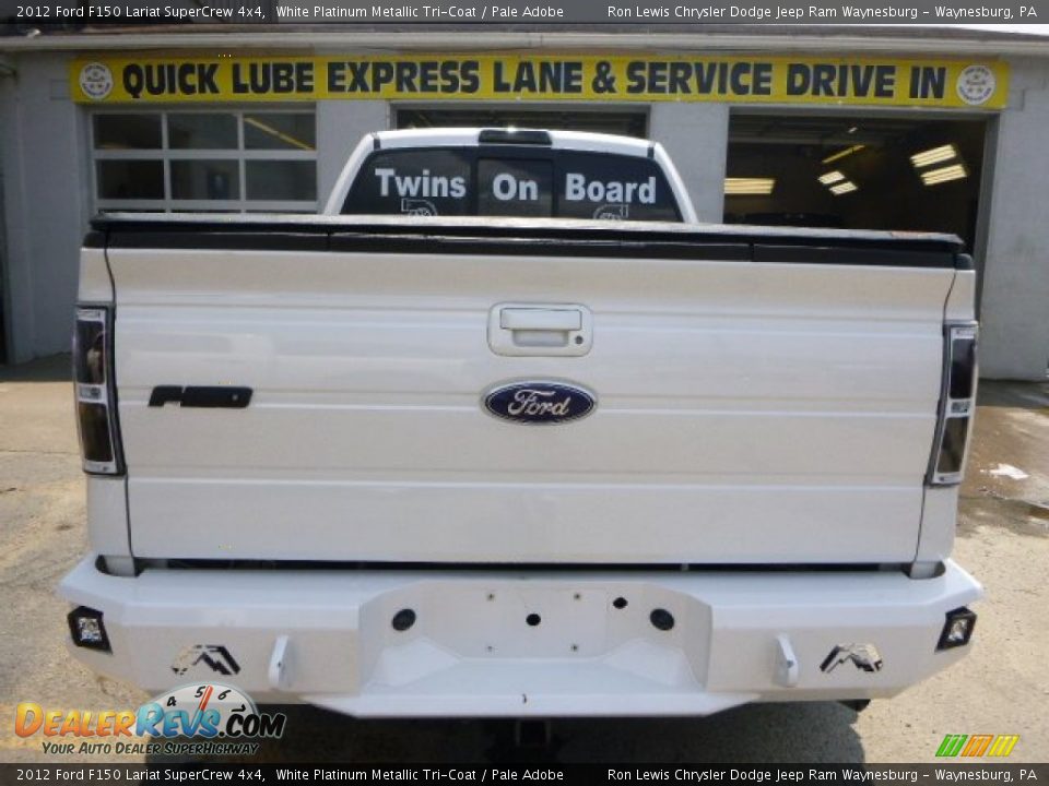 2012 Ford F150 Lariat SuperCrew 4x4 White Platinum Metallic Tri-Coat / Pale Adobe Photo #4