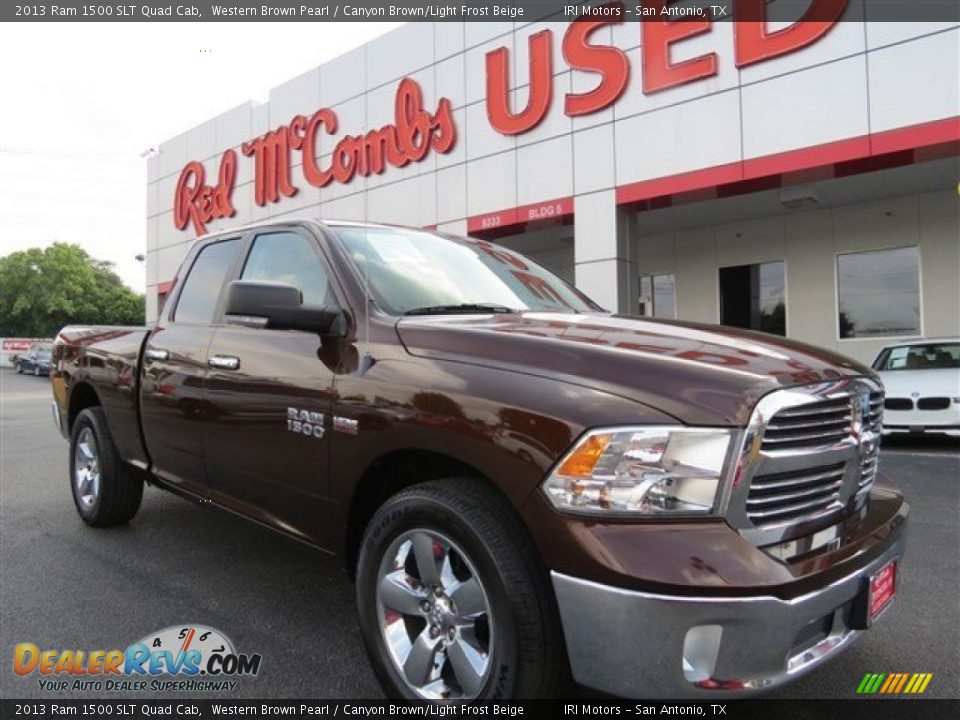 2013 Ram 1500 SLT Quad Cab Western Brown Pearl / Canyon Brown/Light Frost Beige Photo #1