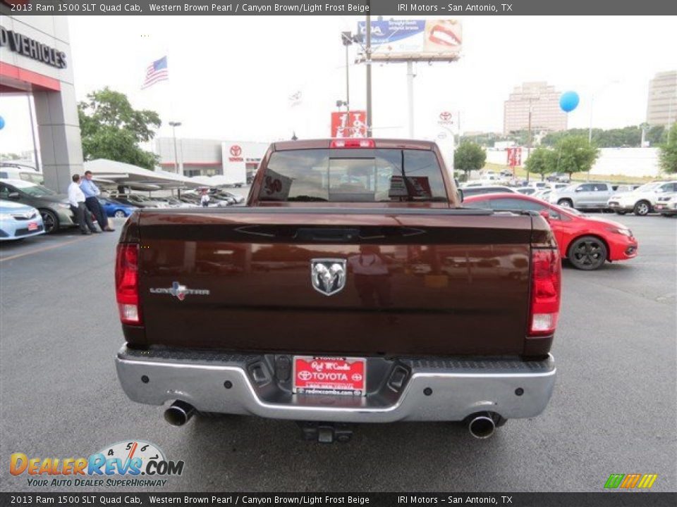 2013 Ram 1500 SLT Quad Cab Western Brown Pearl / Canyon Brown/Light Frost Beige Photo #6