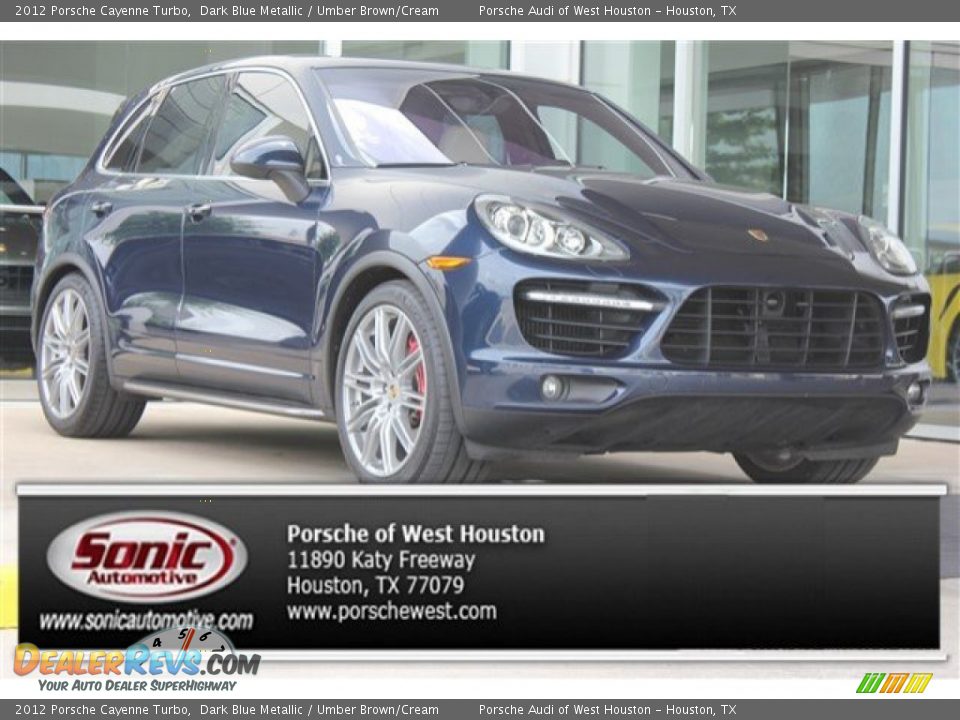 2012 Porsche Cayenne Turbo Dark Blue Metallic / Umber Brown/Cream Photo #1