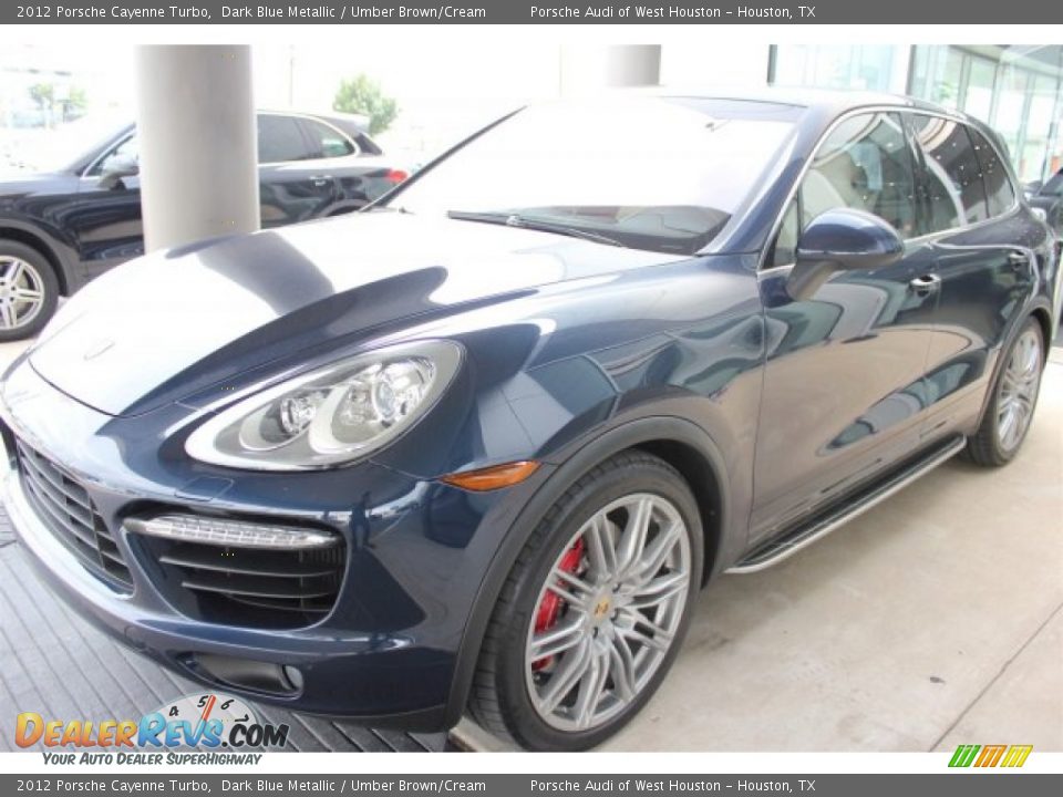 2012 Porsche Cayenne Turbo Dark Blue Metallic / Umber Brown/Cream Photo #3