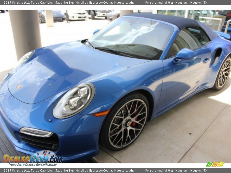 2015 Porsche 911 Turbo Cabriolet Sapphire Blue Metallic / Espresso/Cognac Natural Leather Photo #10