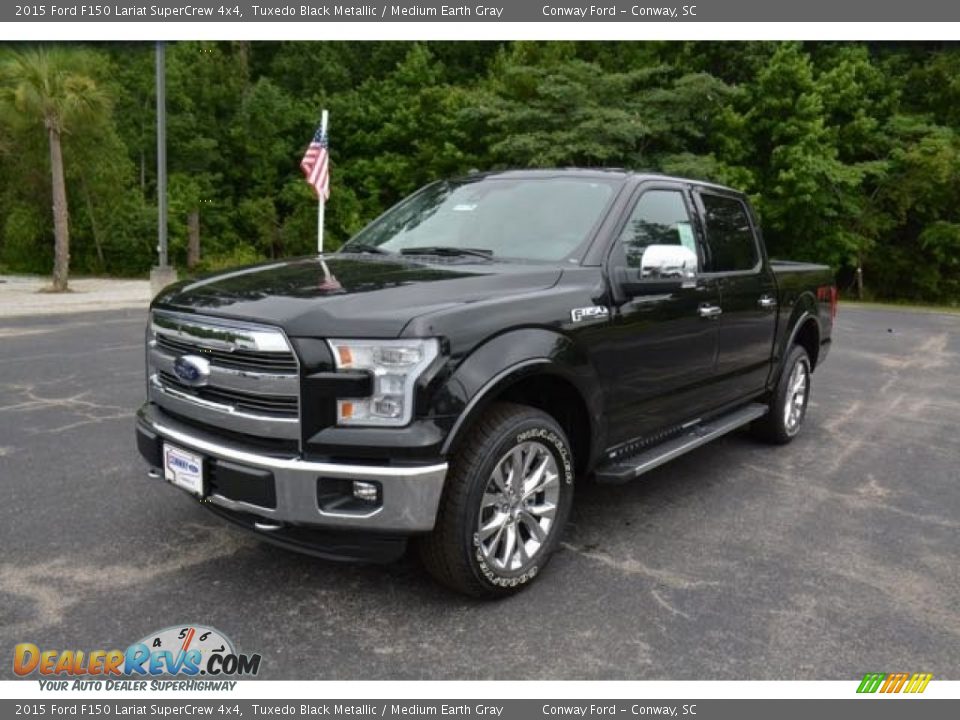 2015 Ford F150 Lariat SuperCrew 4x4 Tuxedo Black Metallic / Medium Earth Gray Photo #1