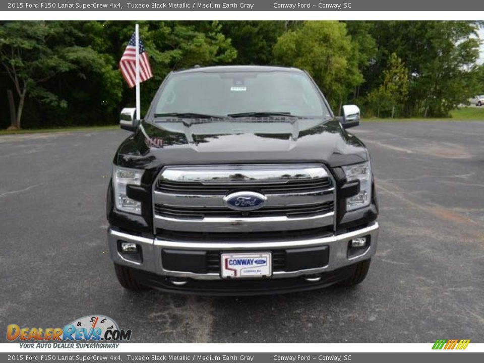 2015 Ford F150 Lariat SuperCrew 4x4 Tuxedo Black Metallic / Medium Earth Gray Photo #2