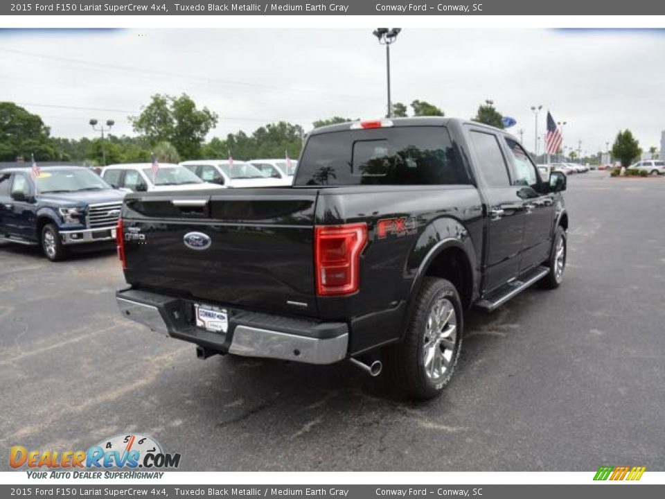 2015 Ford F150 Lariat SuperCrew 4x4 Tuxedo Black Metallic / Medium Earth Gray Photo #5