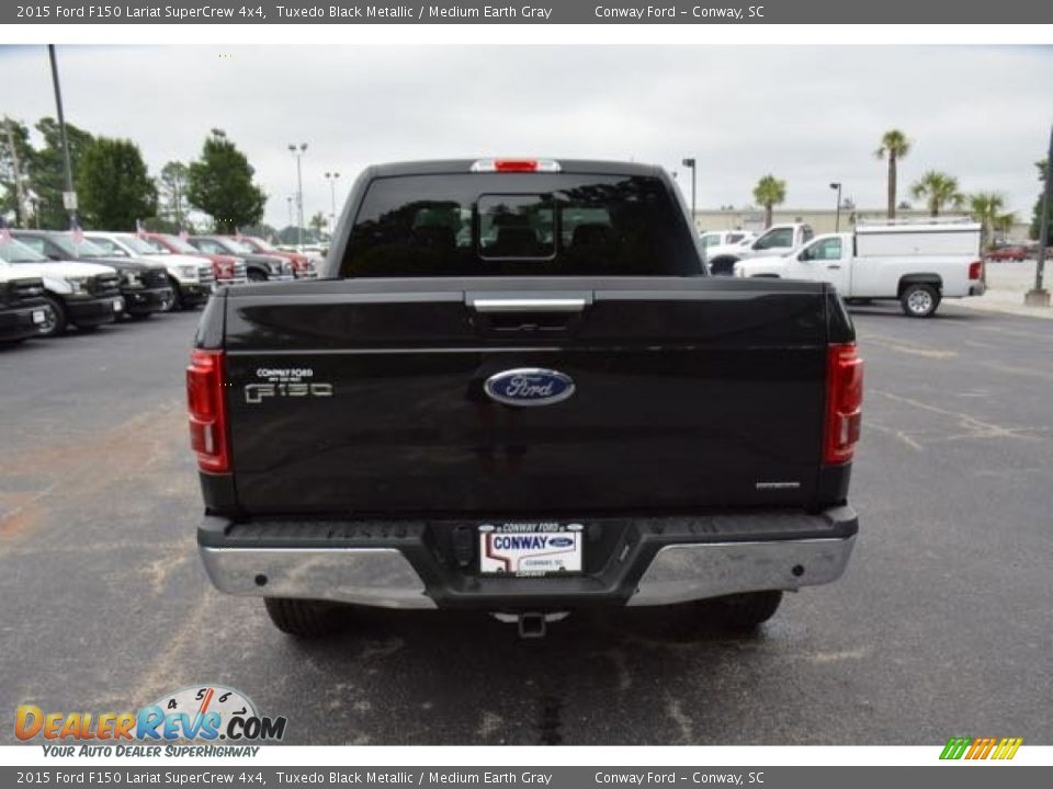 2015 Ford F150 Lariat SuperCrew 4x4 Tuxedo Black Metallic / Medium Earth Gray Photo #7