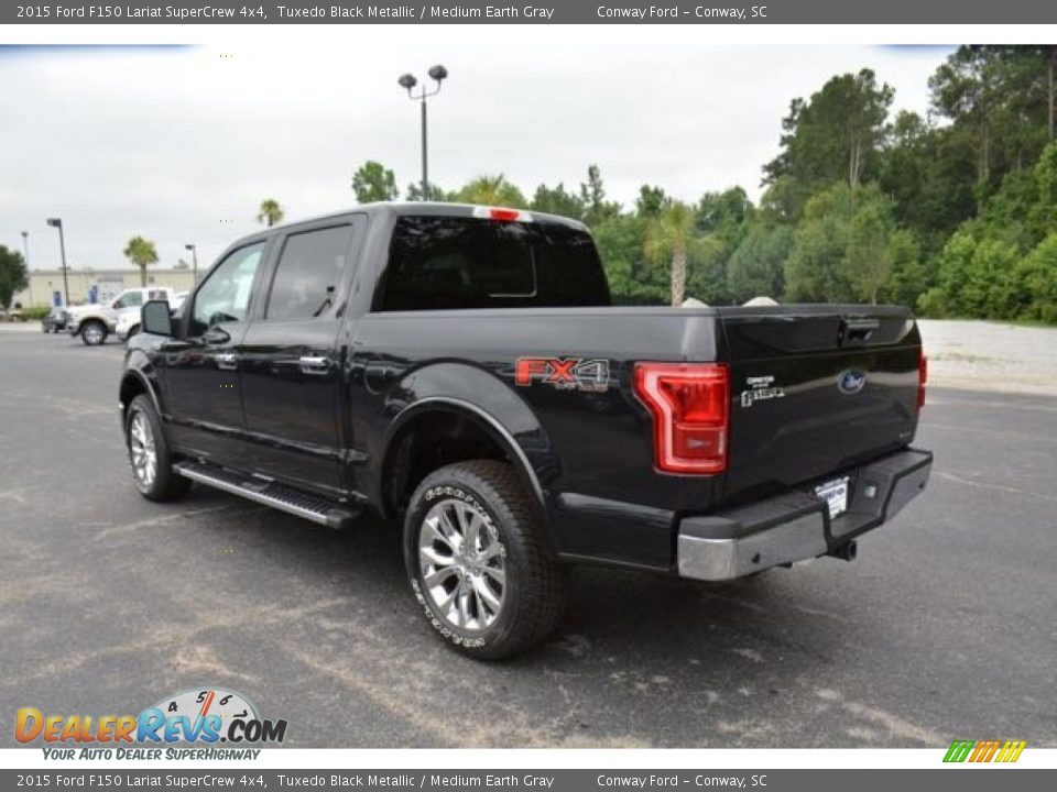 2015 Ford F150 Lariat SuperCrew 4x4 Tuxedo Black Metallic / Medium Earth Gray Photo #8