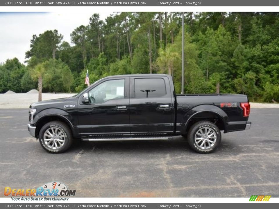 2015 Ford F150 Lariat SuperCrew 4x4 Tuxedo Black Metallic / Medium Earth Gray Photo #9