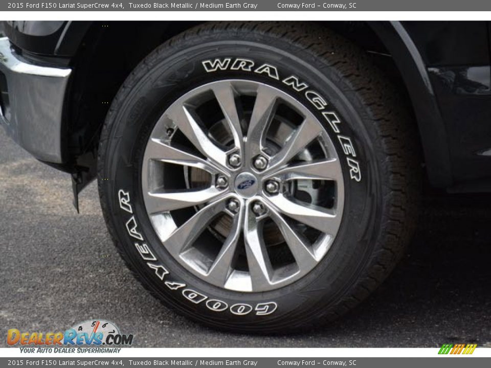 2015 Ford F150 Lariat SuperCrew 4x4 Tuxedo Black Metallic / Medium Earth Gray Photo #10