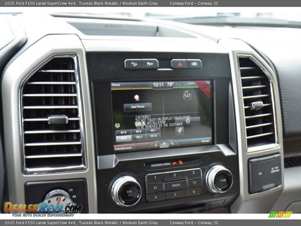 2015 Ford F150 Lariat SuperCrew 4x4 Tuxedo Black Metallic / Medium Earth Gray Photo #24
