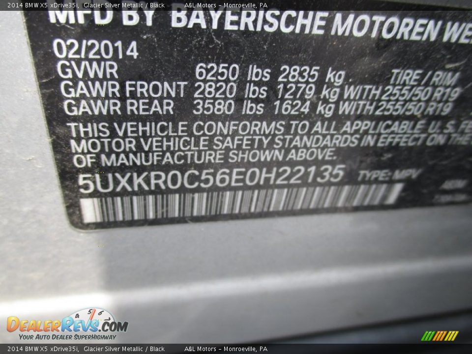 2014 BMW X5 xDrive35i Glacier Silver Metallic / Black Photo #19