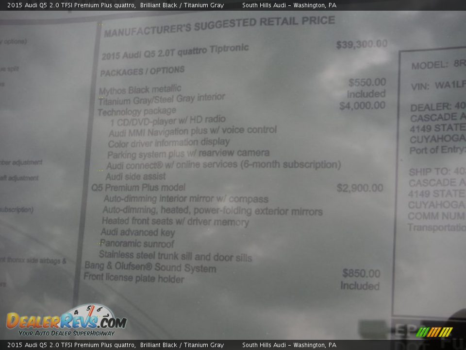 2015 Audi Q5 2.0 TFSI Premium Plus quattro Brilliant Black / Titanium Gray Photo #14