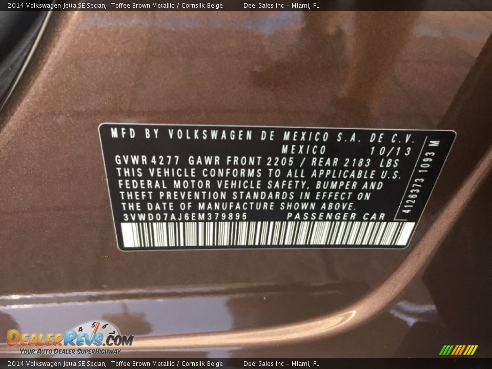 2014 Volkswagen Jetta SE Sedan Toffee Brown Metallic / Cornsilk Beige Photo #15