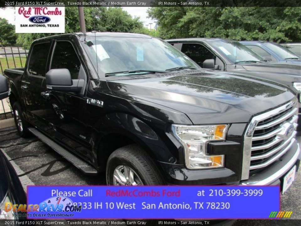 2015 Ford F150 XLT SuperCrew Tuxedo Black Metallic / Medium Earth Gray Photo #1