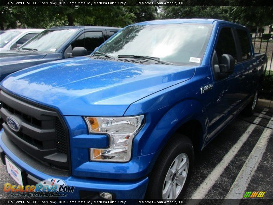 2015 Ford F150 XL SuperCrew Blue Flame Metallic / Medium Earth Gray Photo #2