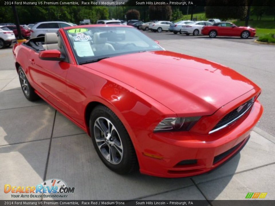 2014 Ford Mustang V6 Premium Convertible Race Red / Medium Stone Photo #7