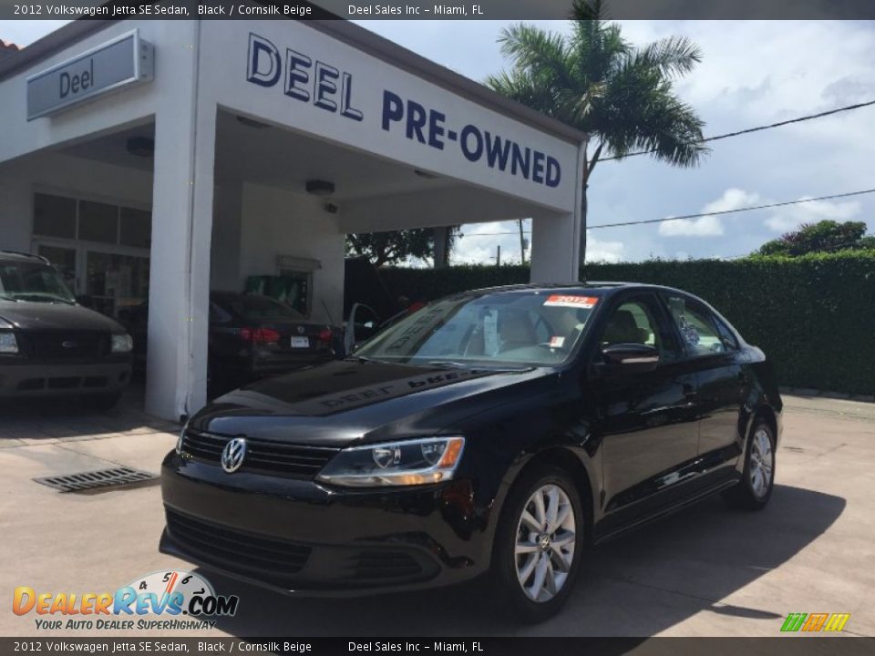 2012 Volkswagen Jetta SE Sedan Black / Cornsilk Beige Photo #1