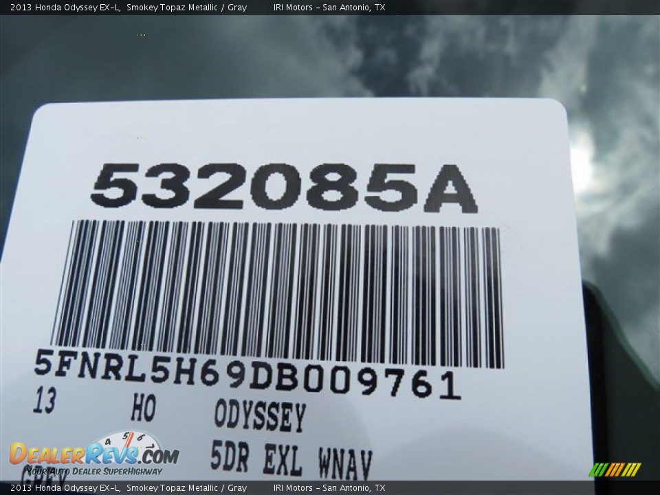 2013 Honda Odyssey EX-L Smokey Topaz Metallic / Gray Photo #28
