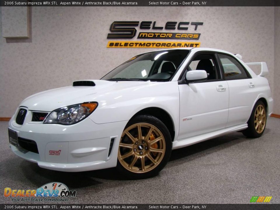 2006 Subaru Impreza WRX STi Aspen White / Anthracite Black/Blue Alcantara Photo #1