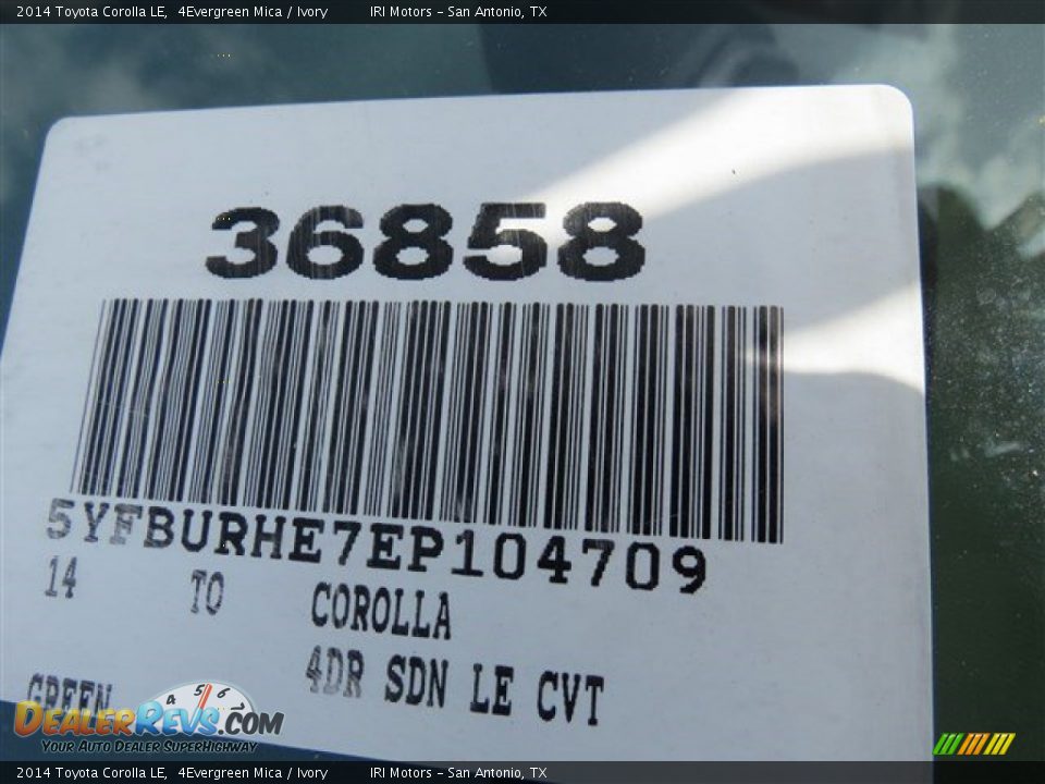 2014 Toyota Corolla LE 4Evergreen Mica / Ivory Photo #24