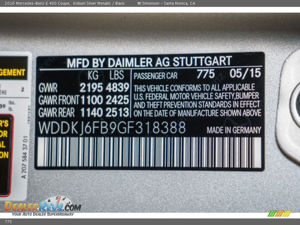 Mercedes-Benz Color Code 775 Iridium Silver Metallic