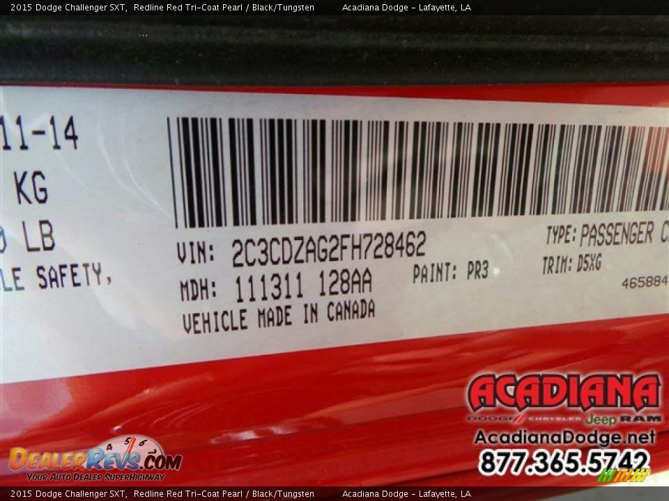 2015 Dodge Challenger SXT Redline Red Tri-Coat Pearl / Black/Tungsten Photo #13