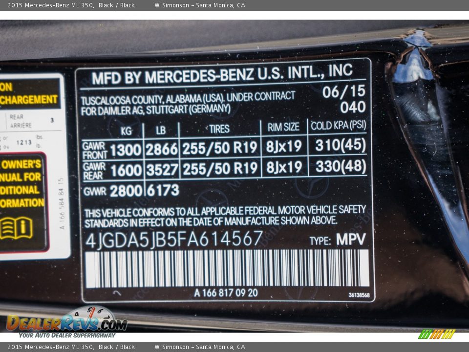 2015 Mercedes-Benz ML 350 Black / Black Photo #8