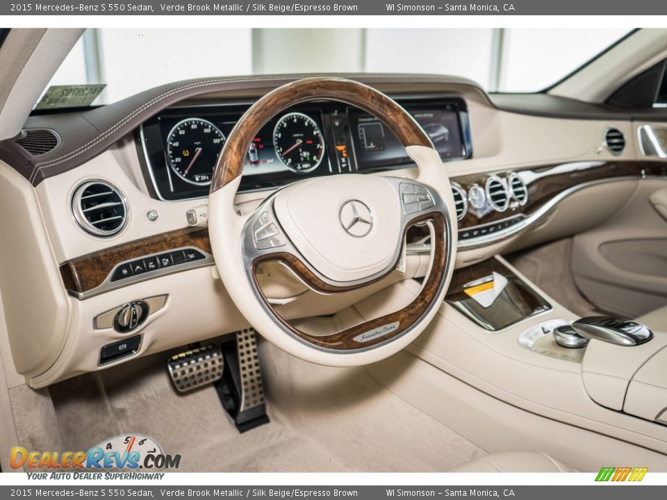 2015 Mercedes-Benz S 550 Sedan Verde Brook Metallic / Silk Beige/Espresso Brown Photo #6