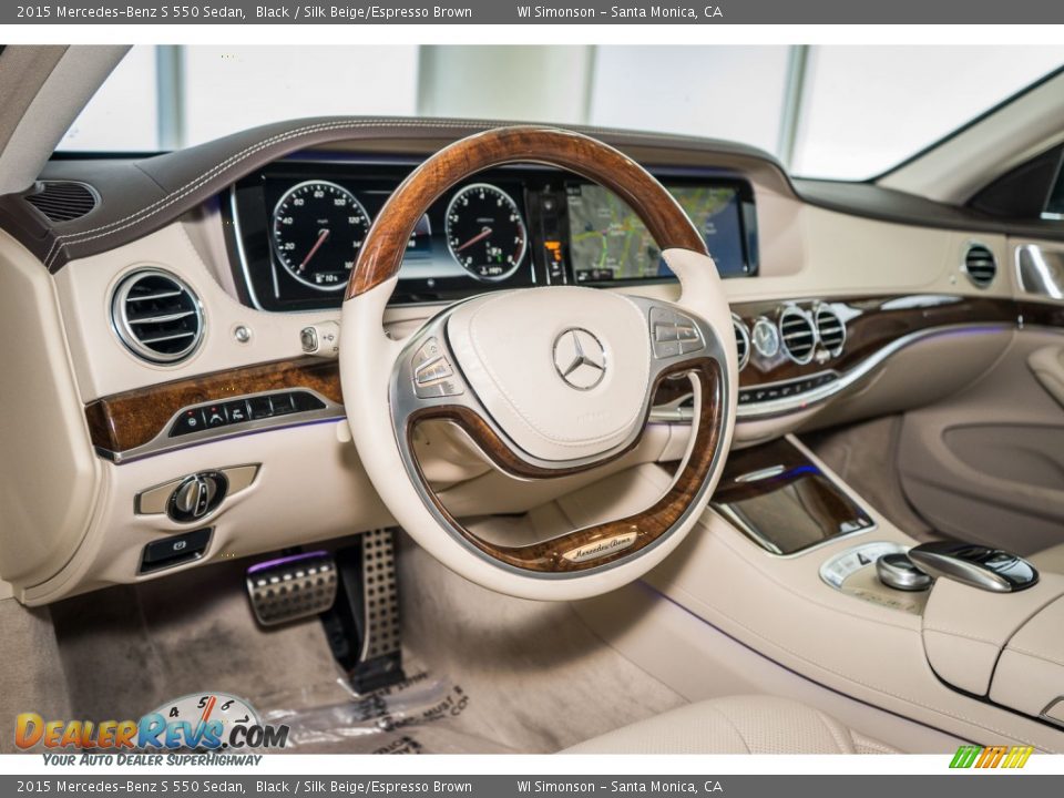 2015 Mercedes-Benz S 550 Sedan Black / Silk Beige/Espresso Brown Photo #6