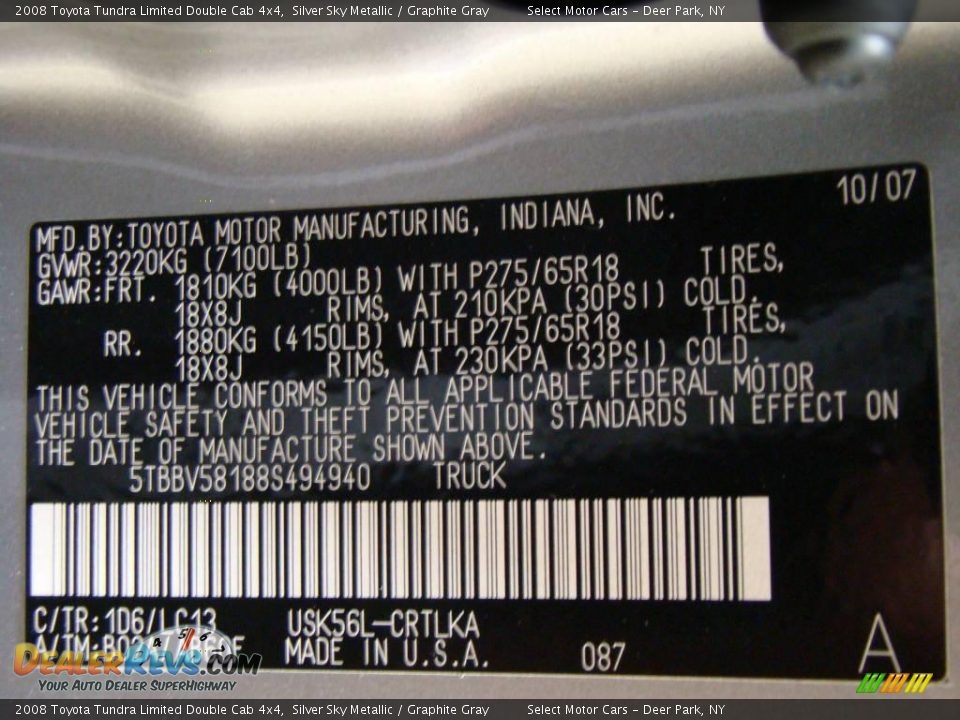 2008 Toyota Tundra Limited Double Cab 4x4 Silver Sky Metallic / Graphite Gray Photo #16