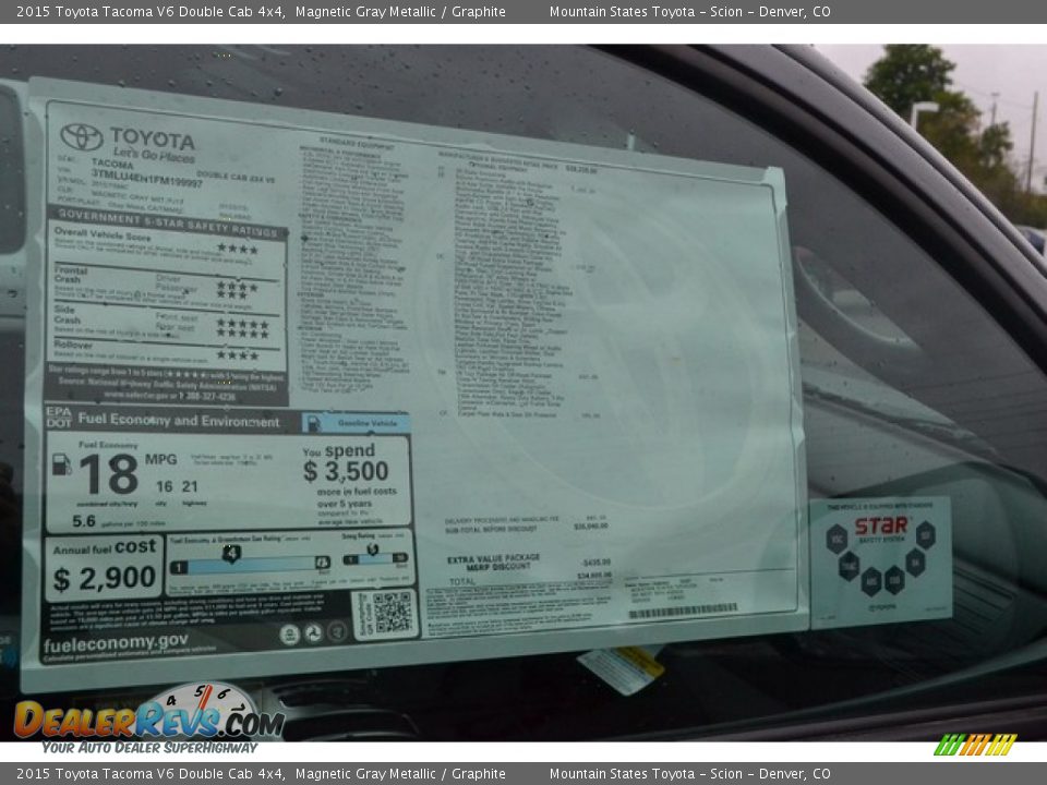 2015 Toyota Tacoma V6 Double Cab 4x4 Magnetic Gray Metallic / Graphite Photo #10