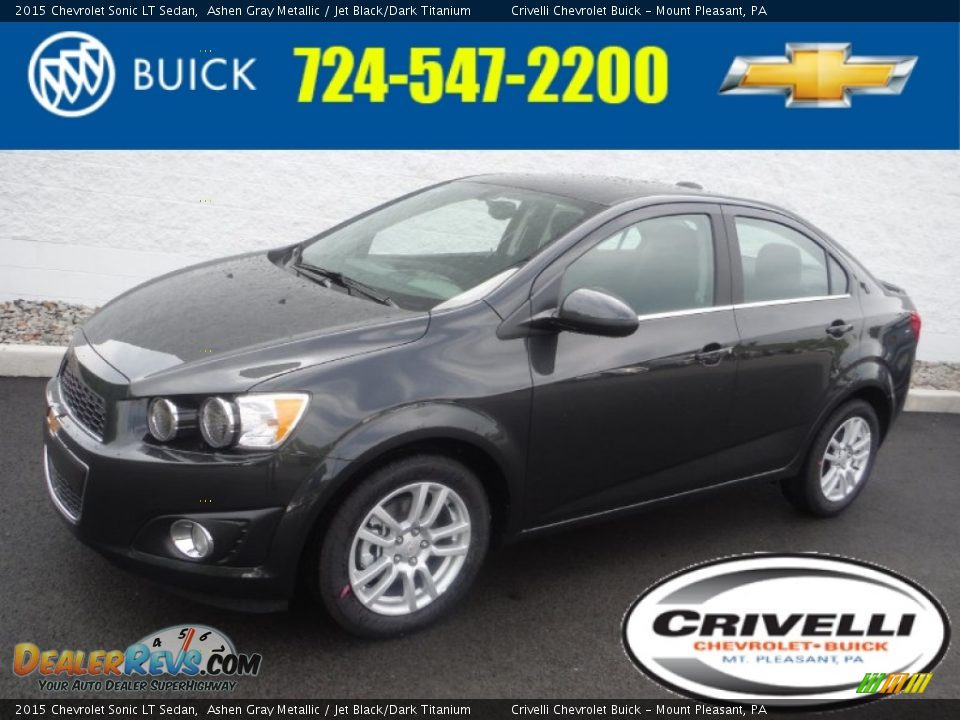 2015 Chevrolet Sonic LT Sedan Ashen Gray Metallic / Jet Black/Dark Titanium Photo #1