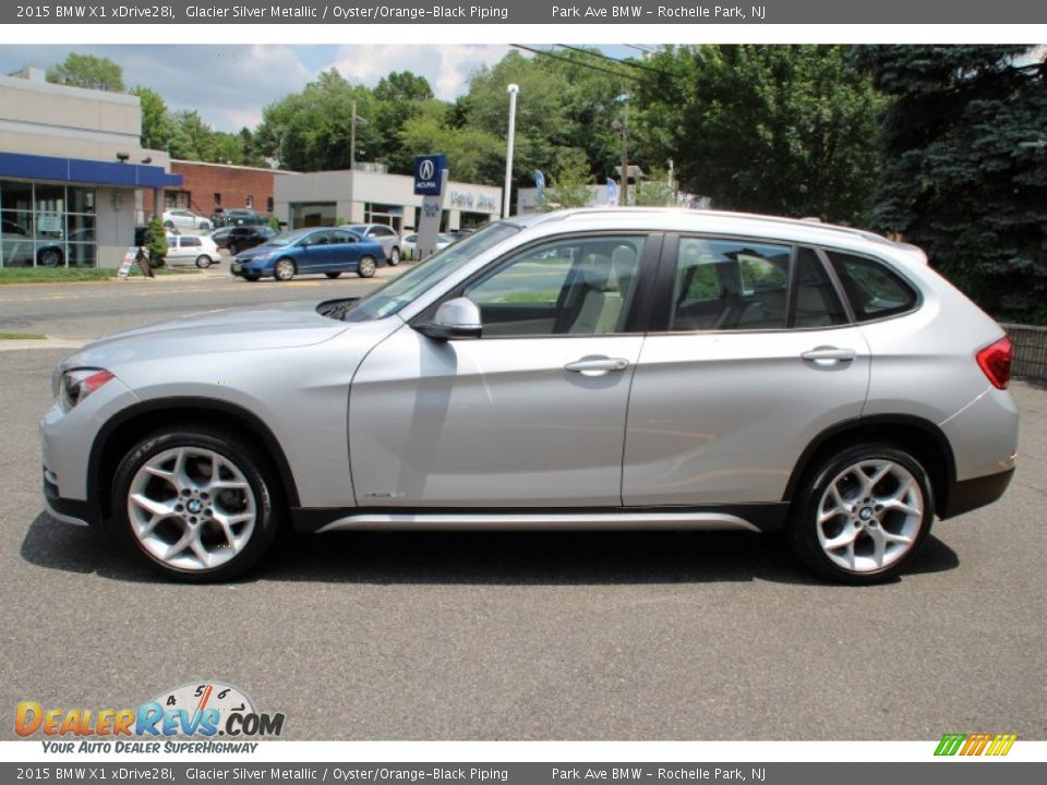 2015 BMW X1 xDrive28i Glacier Silver Metallic / Oyster/Orange-Black Piping Photo #5