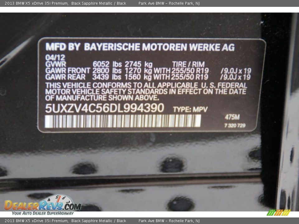2013 BMW X5 xDrive 35i Premium Black Sapphire Metallic / Black Photo #35