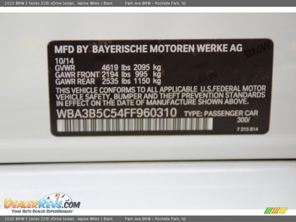 2015 BMW 3 Series 328i xDrive Sedan Alpine White / Black Photo #34