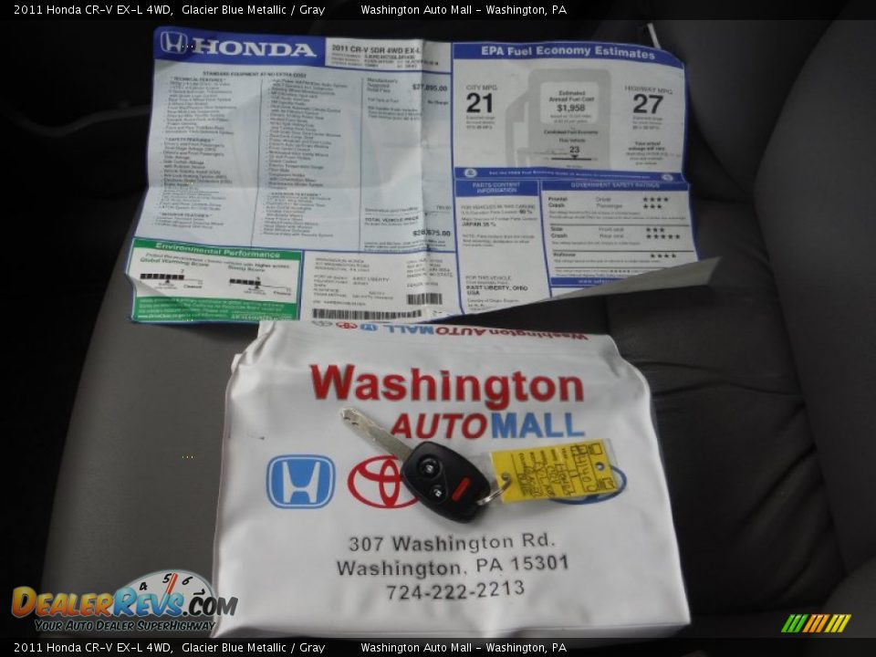 2011 Honda CR-V EX-L 4WD Glacier Blue Metallic / Gray Photo #18