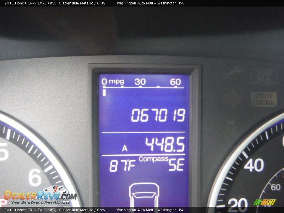 2011 Honda CR-V EX-L 4WD Glacier Blue Metallic / Gray Photo #20