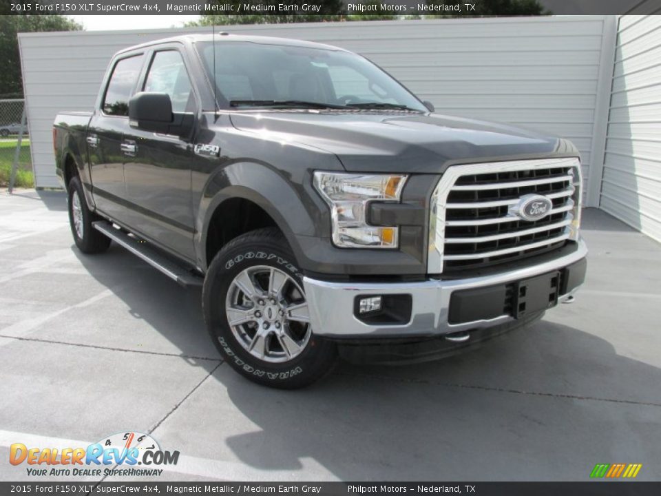2015 Ford F150 XLT SuperCrew 4x4 Magnetic Metallic / Medium Earth Gray Photo #1