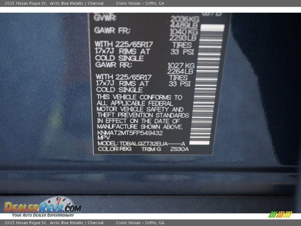 2015 Nissan Rogue SV Arctic Blue Metallic / Charcoal Photo #16