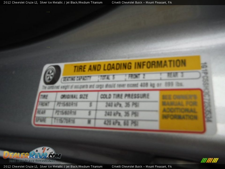 2012 Chevrolet Cruze LS Silver Ice Metallic / Jet Black/Medium Titanium Photo #27