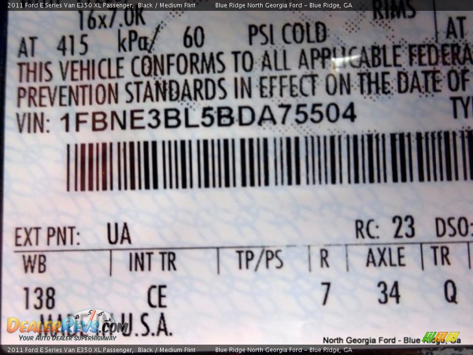 2011 Ford E Series Van E350 XL Passenger Black / Medium Flint Photo #25