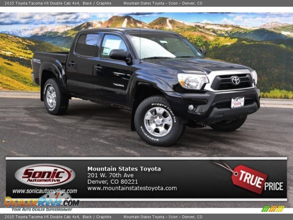 2015 Toyota Tacoma V6 Double Cab 4x4 Black / Graphite Photo #1