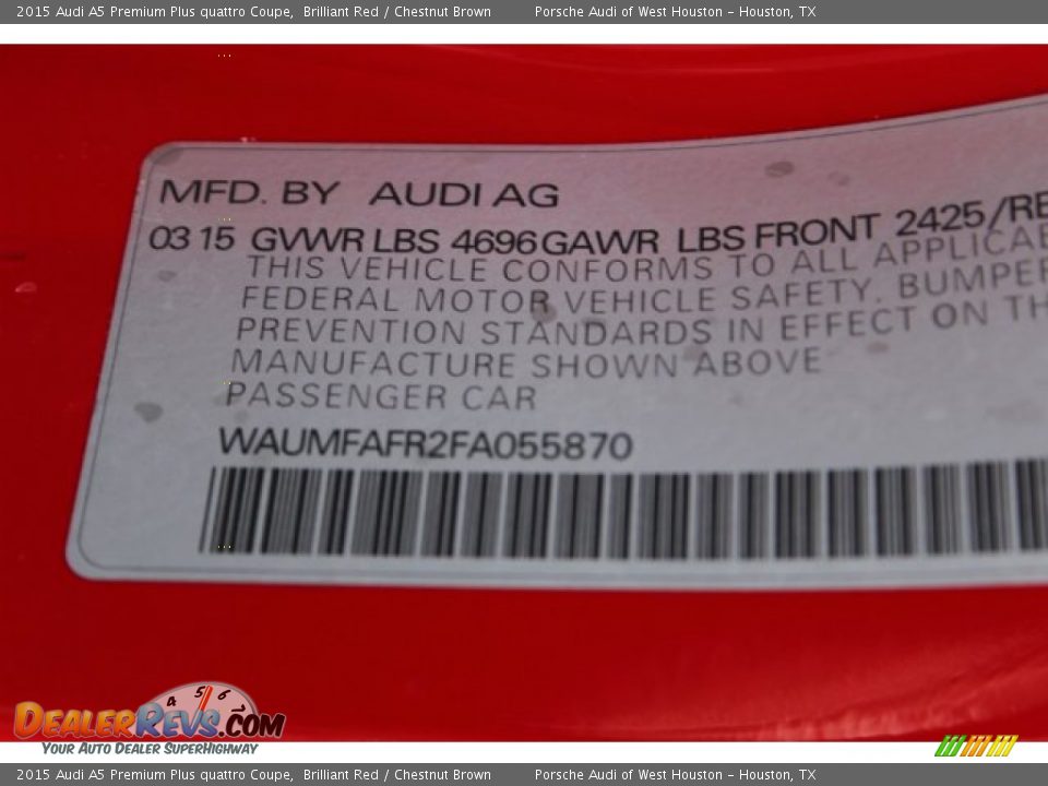 2015 Audi A5 Premium Plus quattro Coupe Brilliant Red / Chestnut Brown Photo #32