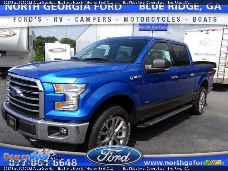 2015 Ford F150 XLT SuperCrew 4x4 Blue Flame Metallic / Medium Earth Gray Photo #1