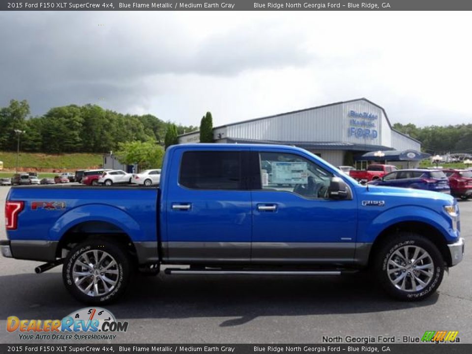 2015 Ford F150 XLT SuperCrew 4x4 Blue Flame Metallic / Medium Earth Gray Photo #6