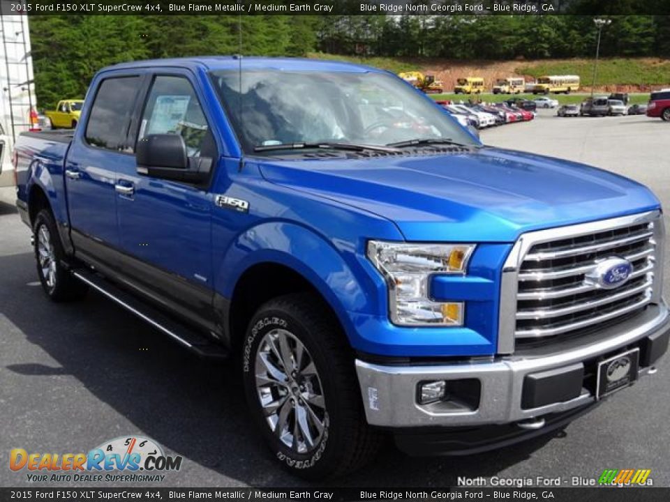 2015 Ford F150 XLT SuperCrew 4x4 Blue Flame Metallic / Medium Earth Gray Photo #7