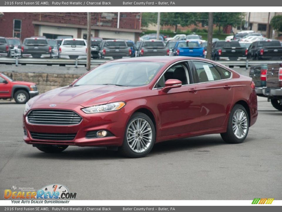 2016 Ford Fusion SE AWD Ruby Red Metallic / Charcoal Black Photo #1